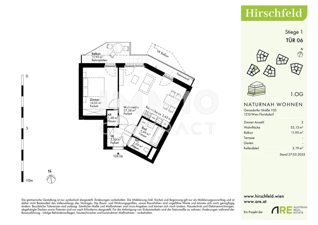 Neu und provisionsfrei: U1 Leopoldau Nähe - Preis jetzt sichern! 2 Zimmerwohnung mit super Balkon