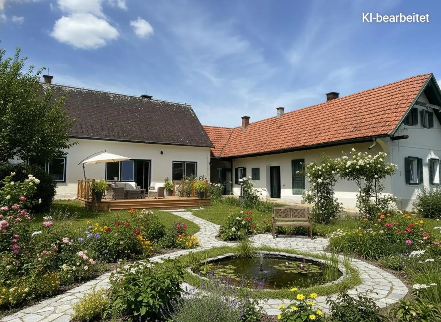 KI-bearbeitete Gartengestaltung