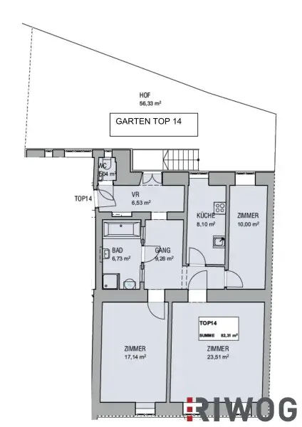 GARTENWOHNUNG NÄHE 1. BEZIRK, DONAUKANAL UND AUGARTEN | Komplett hofseitig | Sanierungsbedürftig | Rembrandtstraße