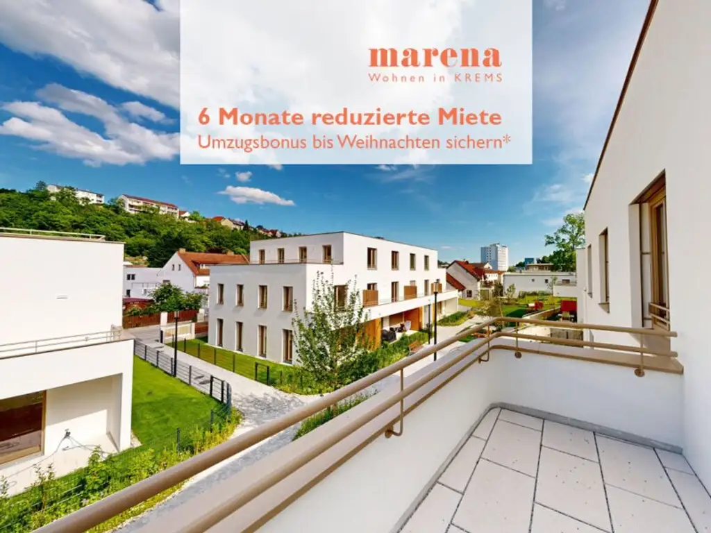2-Zimmer-Wohnung mit ostseitigem Balkon + Umzugsbonus: 6 Monate reduzierte Miete | marena – Wohnen in Krems Haus 75b