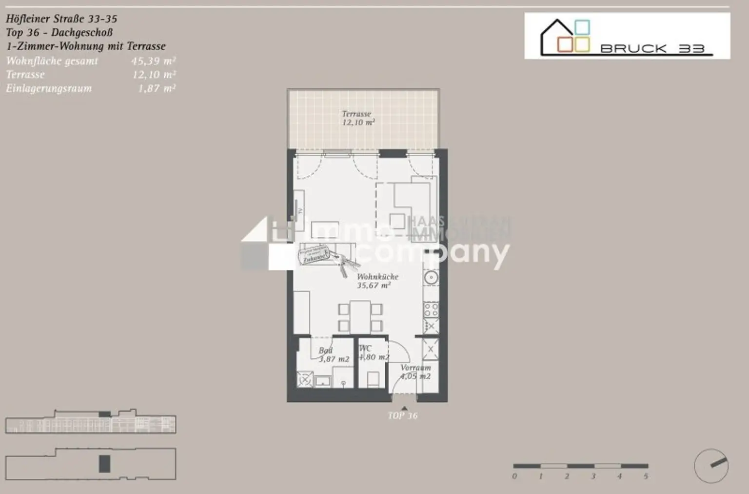 Klimaanlage, Ausblick und Balkon? Nachmieter für 1-Zimmer-Wohnung in Bruck/Leitha gesucht!