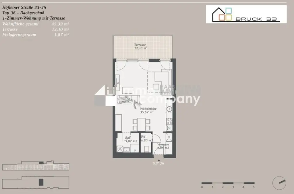 Klimaanlage, Ausblick und Balkon? Nachmieter für 1-Zimmer-Wohnung in Bruck/Leitha gesucht!