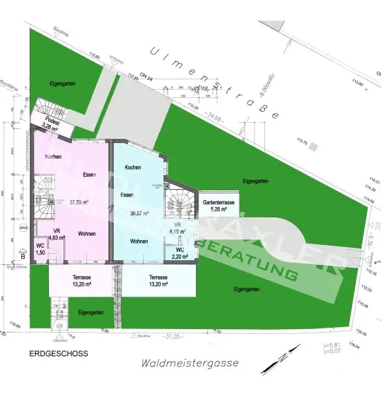 Erdgeschoß (Eckhaus - hellblau)