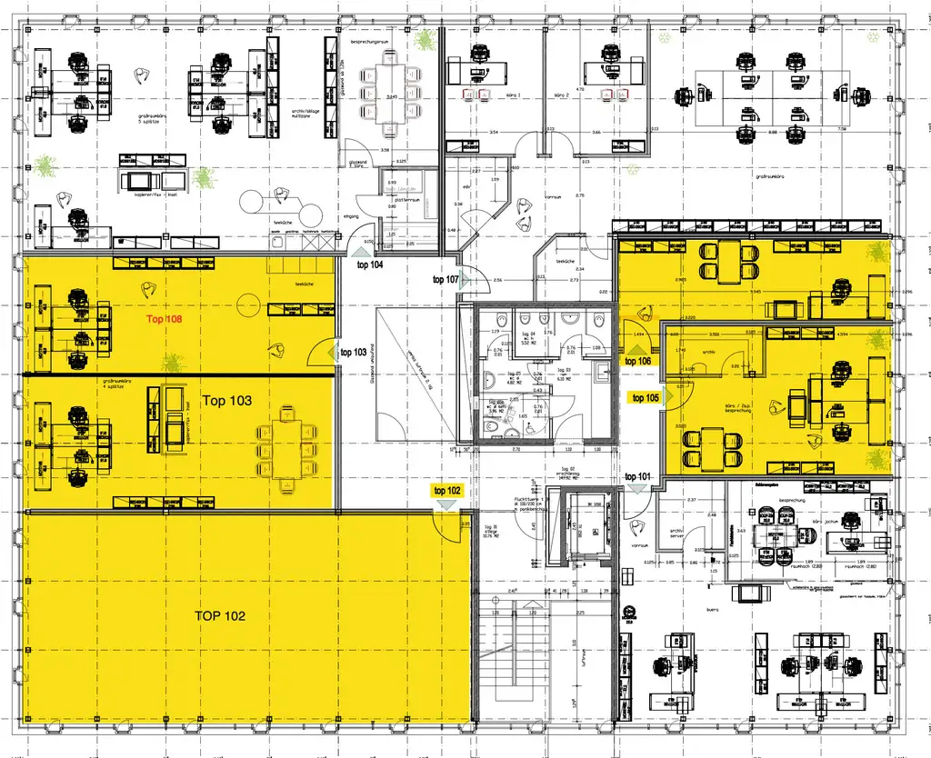 Grundrissplan der freien Büros