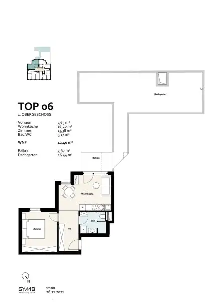 MIete: 2-Zimmer Wohnung mit großem Dachgarten | 1100 Wien