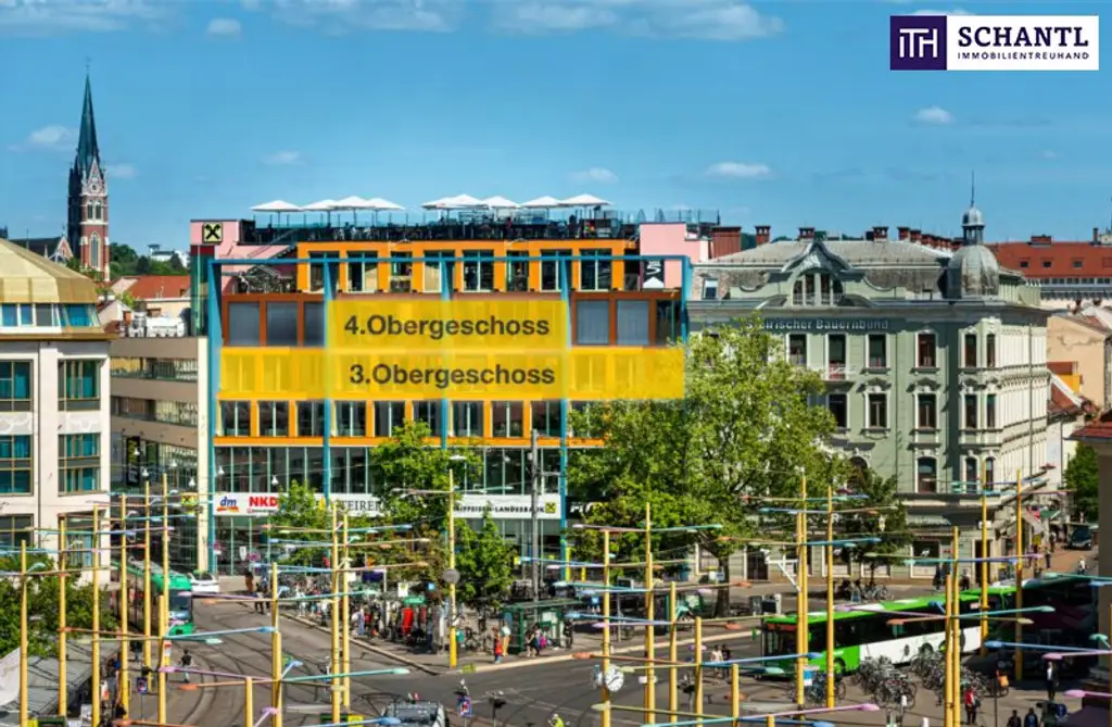 BESONDERE BÜROFLÄCHEN IM HERZEN VON GRAZ! TOP-INNENSTADTLAGE DIREKT AM JAKOMINIPLATZ! TRAUMHAFTE AUSSICHT! TIEFGARAGE! PROVISIONSFREI!