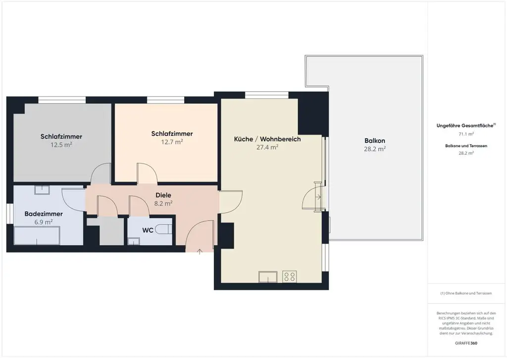 Moderne Eigentumswohnung mit 28 m² Dachterrasse in bester Lage