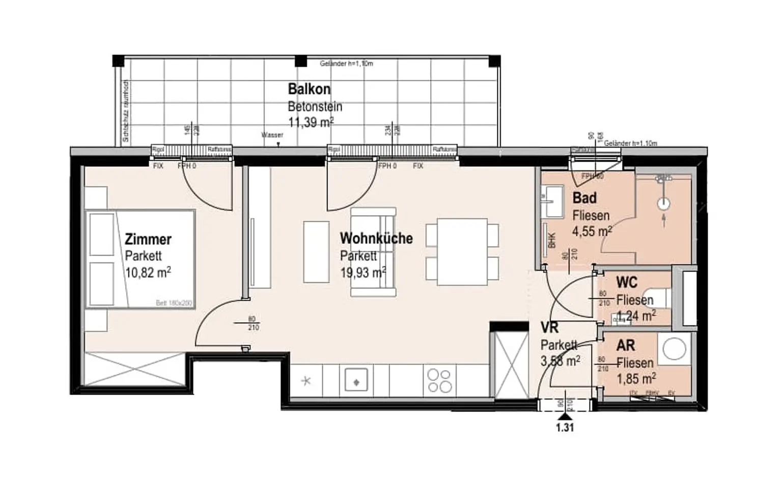 "Wohnoase Siebenbrunnengasse 44 - Erstbezug mit Balkon - Nachhaltig. Ruhig. Besonders."