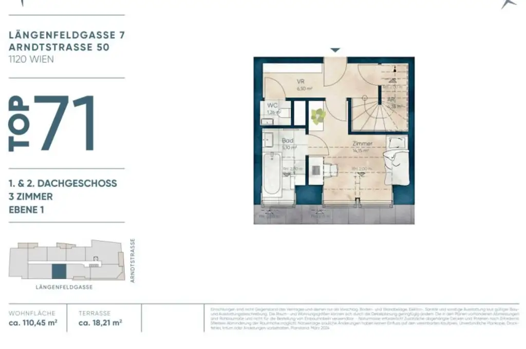 Modern wohnen in Meidling! DG-3-Zimmer-Erstbezug mit Sonnenterrasse - Top71