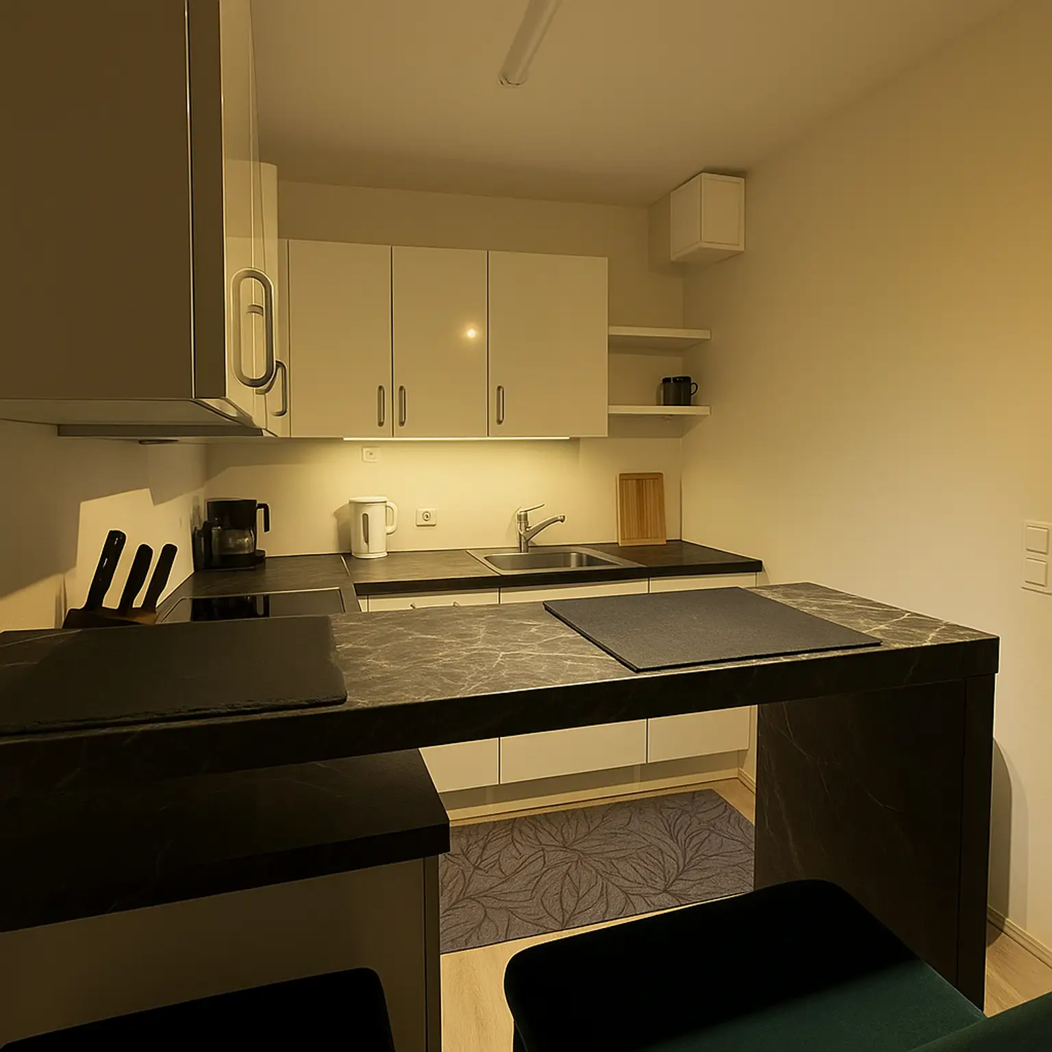 Küche mit Sitzgelegenheit