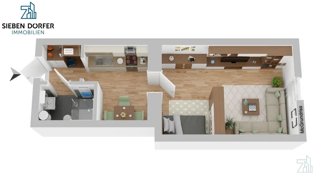 Charmante 30 m² 1-Zimmer-Wohnung im EG mit separater Küche