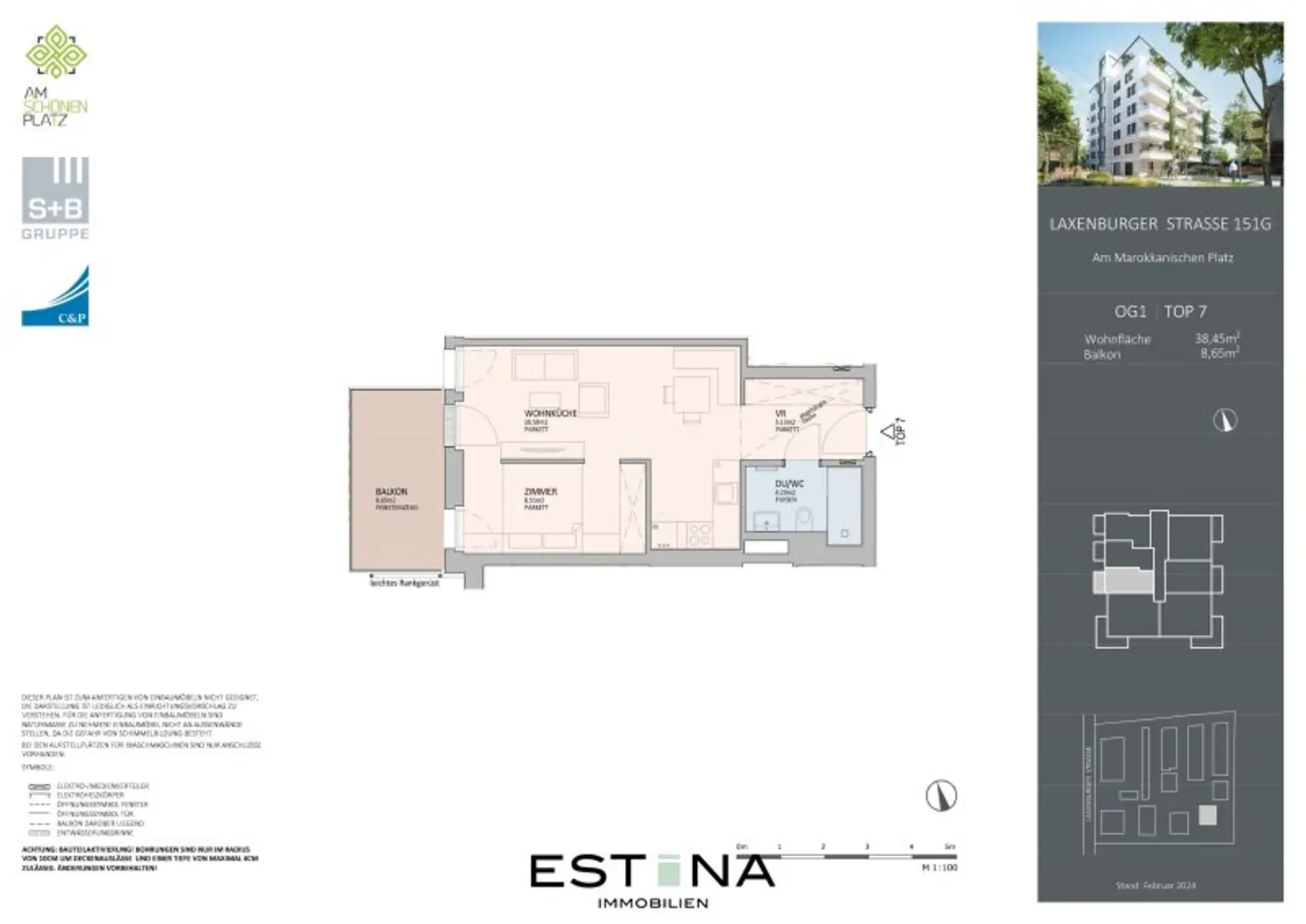 Nähe Erholungsgebiet Wienerberg - Pärchenwohnung mit Balkon