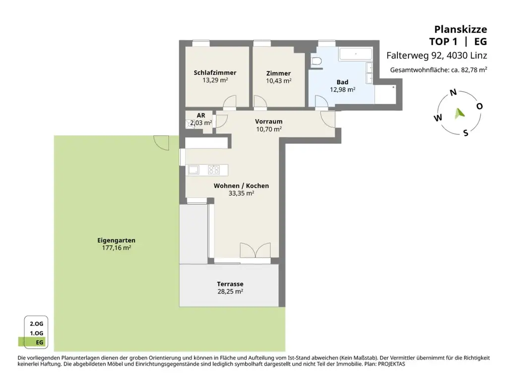 Moderne 3 Zimmerwohnung mit 177 m² Eigengarten in Linz/Pichling!