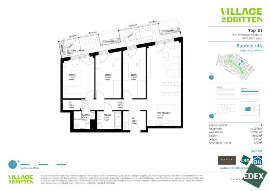 VILLAGE IM DRITTEN | AMILIENHIT: 4-ZIMMER WOHNUNG MIT BALKON