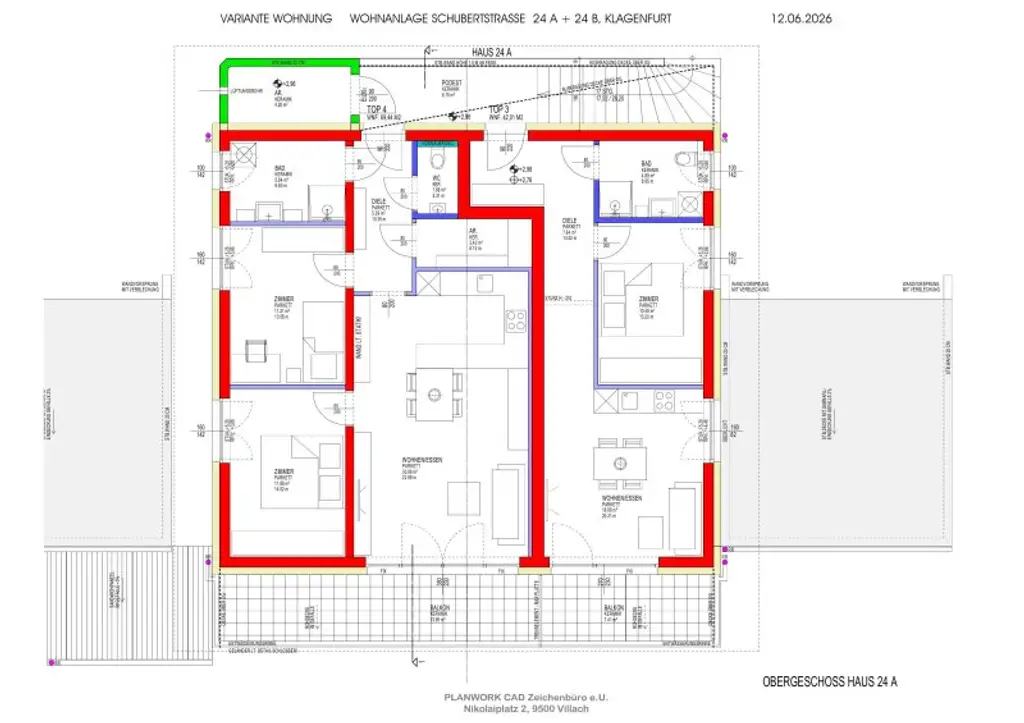 NEUBAU! Moderne, sonnige und ruhige 2 Zimmer Wohnung 40,00m² plus Balkon 7,41m² in Waidmannsdorf - Schubertstraße