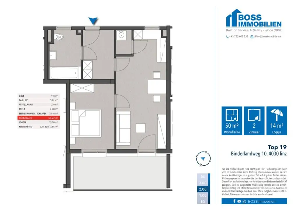 Grundriss Binderlandweg 10, Top 19