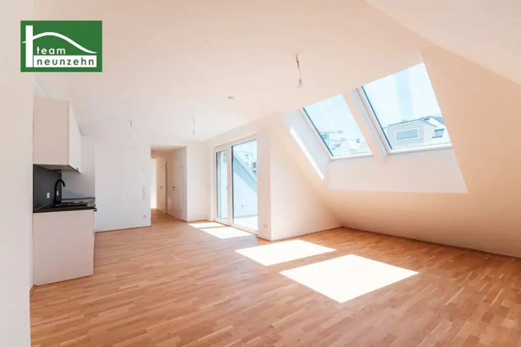 Moderne 2-Zimmer-DG-Wohnung mit Terrasse in 1220 Wien – Erstbezug auf Eigengrund - JETZT ANFRAGEN