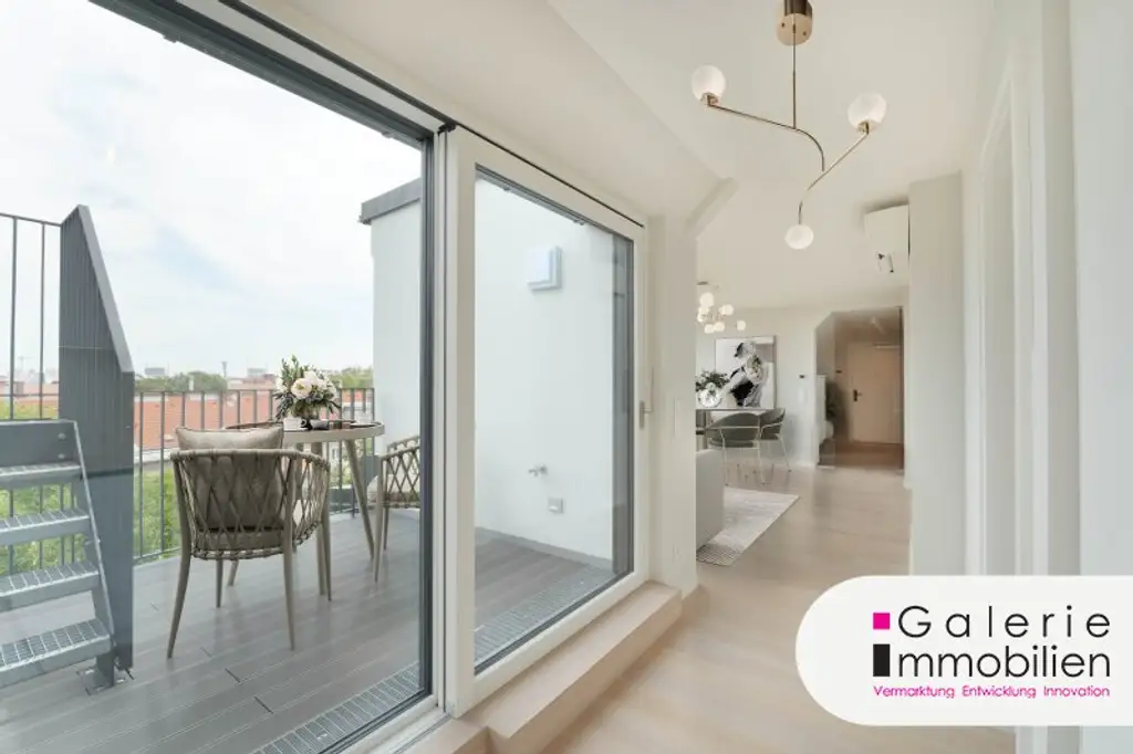 VIDEO: 360°-Ausblick auf Wien: Hochwertige 2-Zimmer-Wohnung mit Klima plus 2 private Dachterrassen!