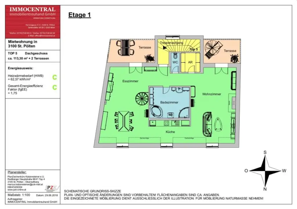 Grundrissskizze Wohnebene 1