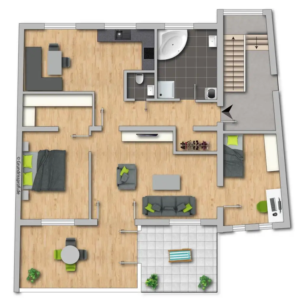 Moderne 4-Zimmer-Wohnung mit Wintergarten und Balkon