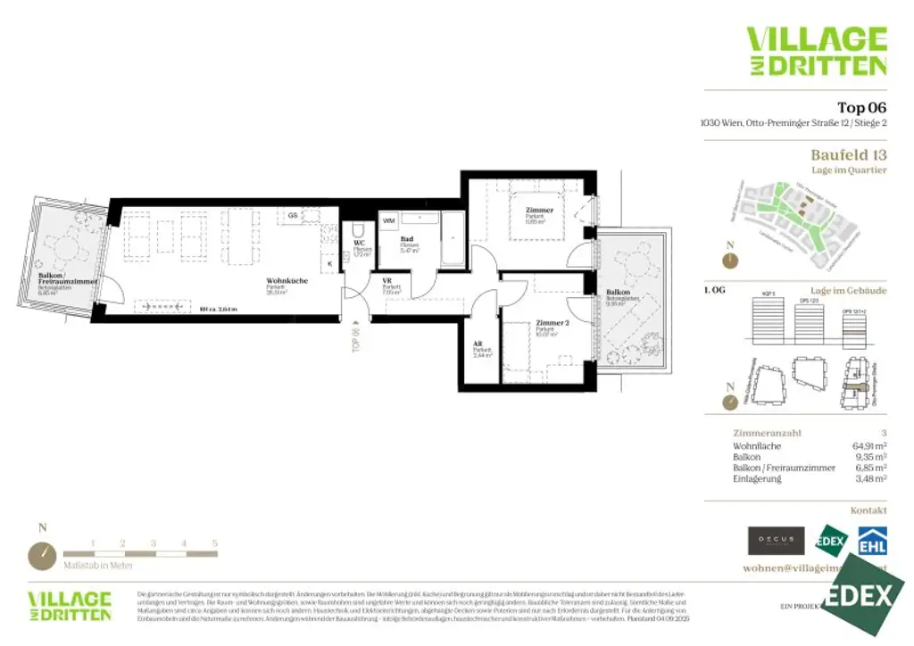 3-Zimmer-Vorsorgewohnung mit zwei Balkonen | URBAN DAHEIM | BAUFELD 13