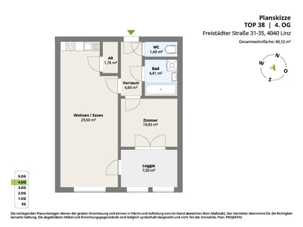 Business Corner Urfahr - Tolle 2 Zimmerwohnung mit Wintergarten in zentraler Urfahraner Lage!