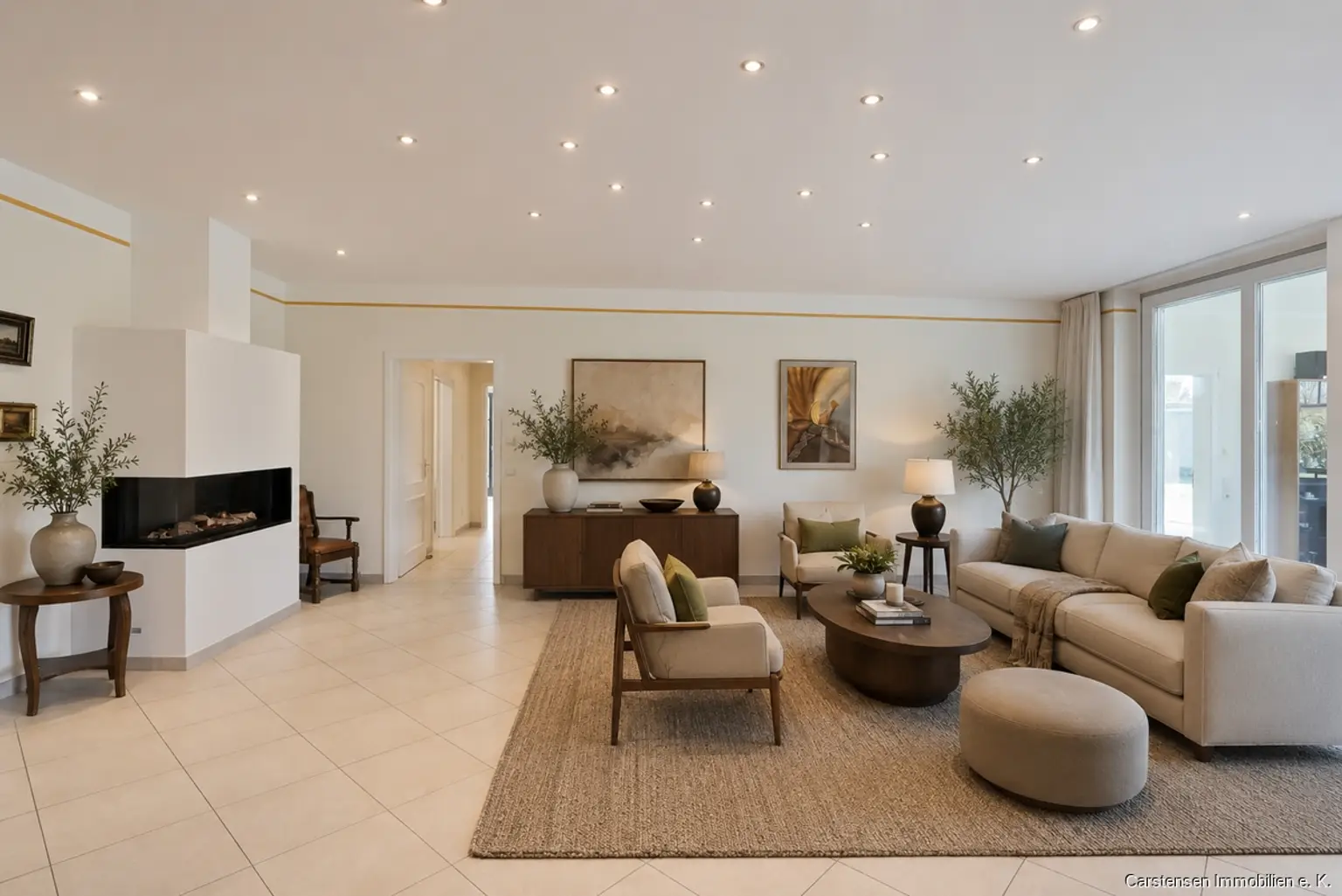 Wohnzimmer mit Kamin Virtuelles Staging mit KI