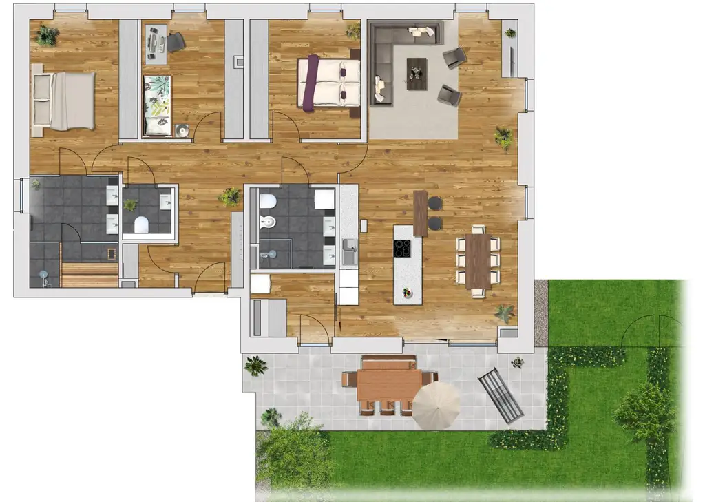 Architektur trifft Luxus - Exklusive Gartenwohnung