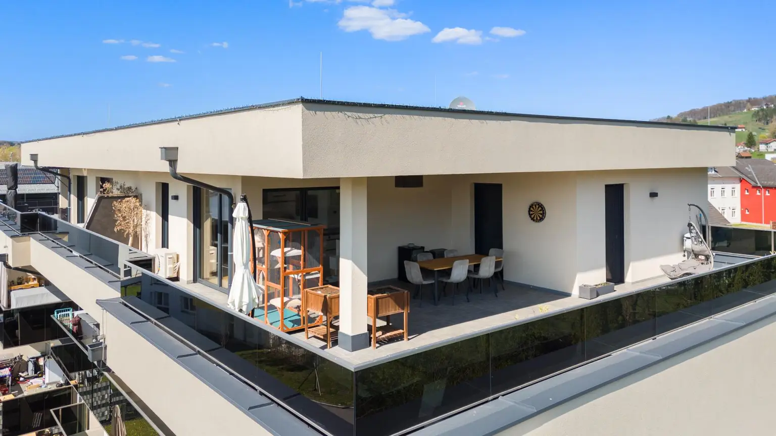 Gesamtumfang der Dachterrasse