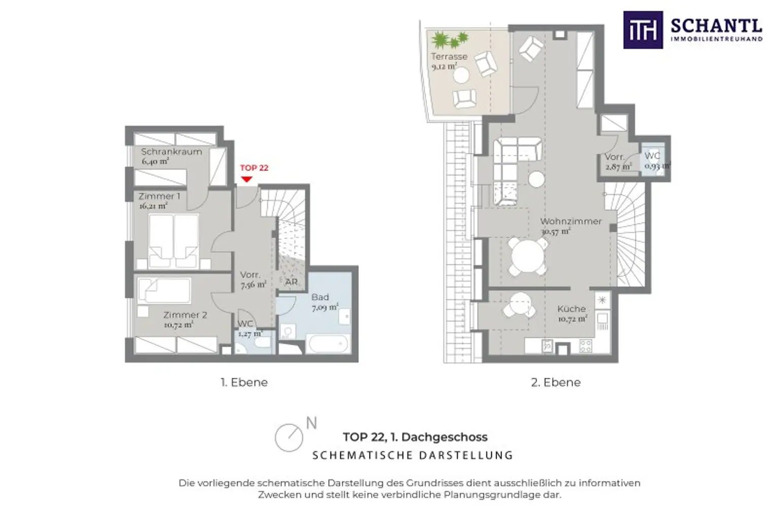 Grundriss Top 22, schematische Darstellung