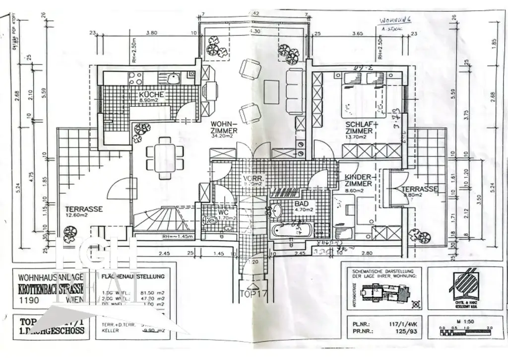 1190 Wien Döbling Lichtdurchflutete 5-Zimmer Dachgeschoß-Maisonette mit Panoramaterrassen und zwei Garagenplätzen