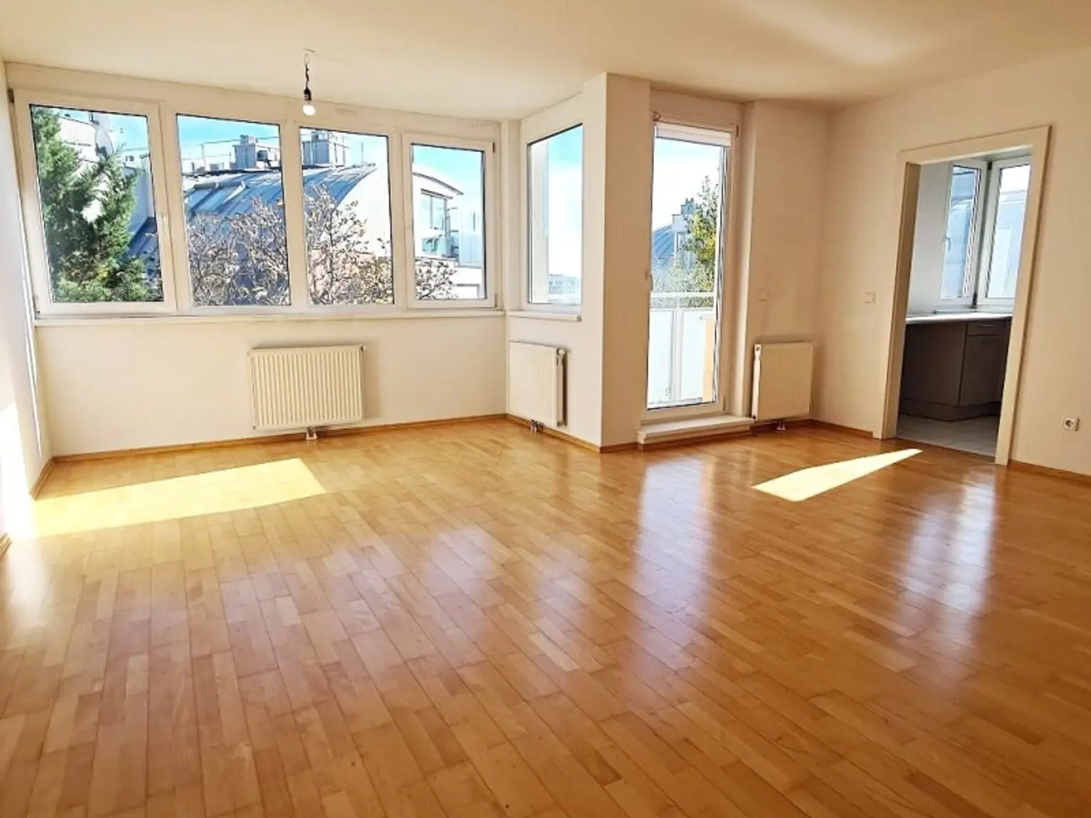 DACHGESCHOSS, Daringergasse, sonnige 76 m2 Neubau mit 6 m2 Balkon, 2 Zimmer, Wohnküche, Wannenbad, Parketten, Grünblick