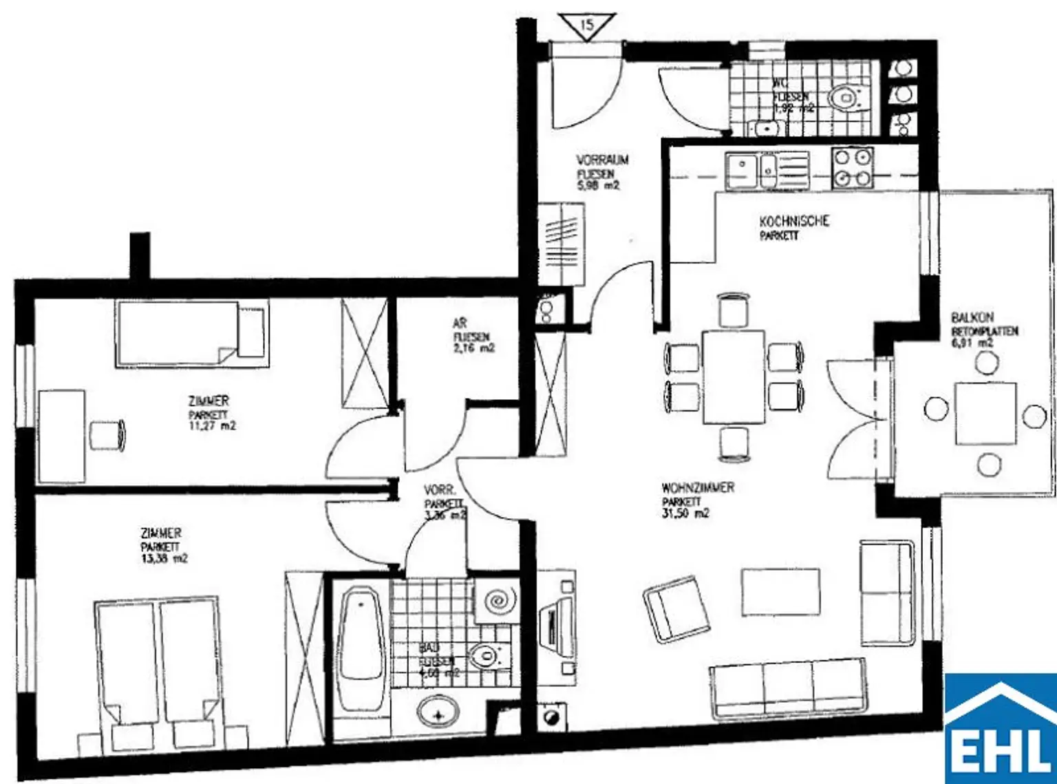 Schöne 3 Zimmerwohnung mit Balkon im 8. Wiener Gemeindebezirk