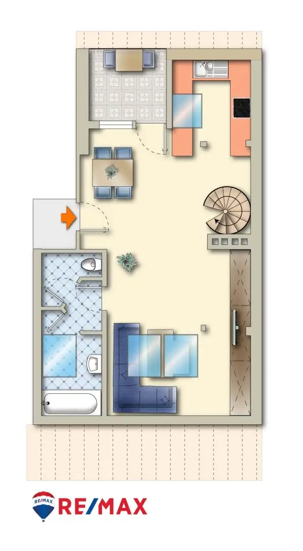 Dachgeschosswohnung mit Galerie und Loggia mit Blick ins Grüne - Bezirk Lend