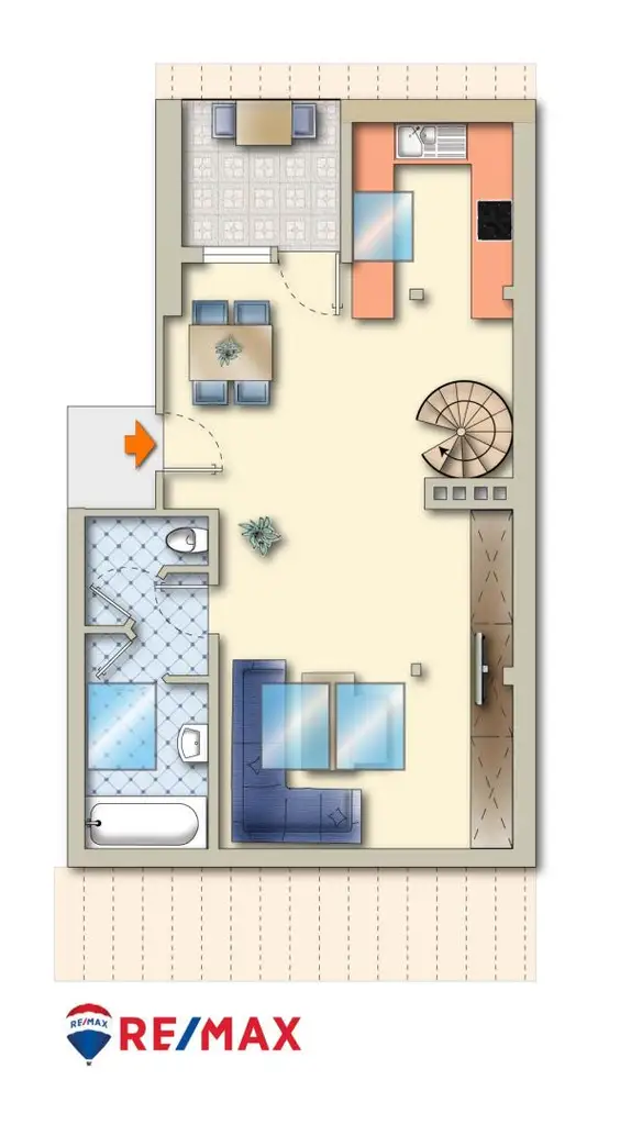 Dachgeschosswohnung mit Galerie und Loggia mit Blick ins Grüne - Bezirk Lend
