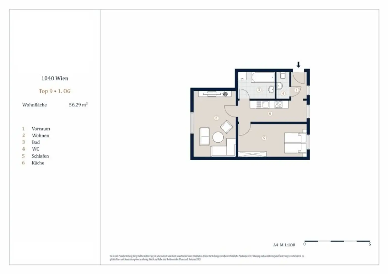 Helle 2-Zimmer Wohnung, Nähe Wiedner Hauptstraße