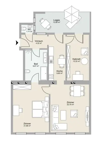 ENORMES WERTSTEIGERUNGSPOTENTIAL! Unbefristete 3-Zi.-Altbauwohnung! 3 % Rendite!