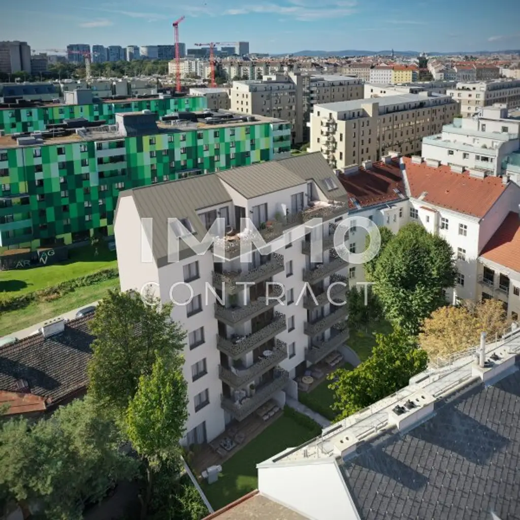 Außergewöhnliche Architektur im Neubau mit hohen Decken! 2 Terrassen auf Wohnebene! Provisionsfrei
