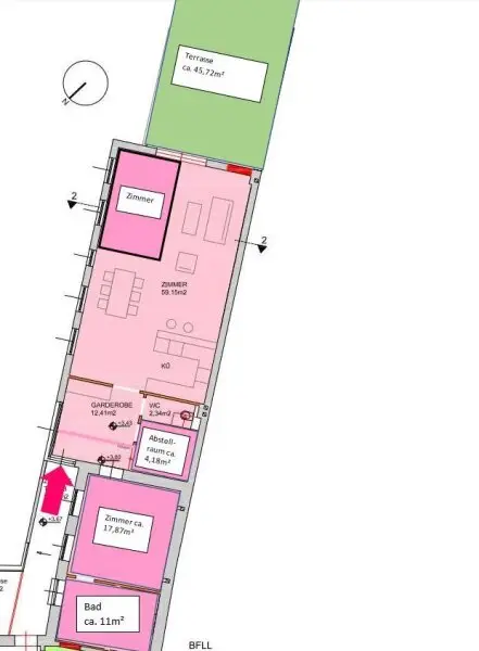 FÜR SINGLES ODER PAARE MIT FIXEM EINKOMMEN - GROSSZÜGIGE WOHNUNG MIT TERRASSE