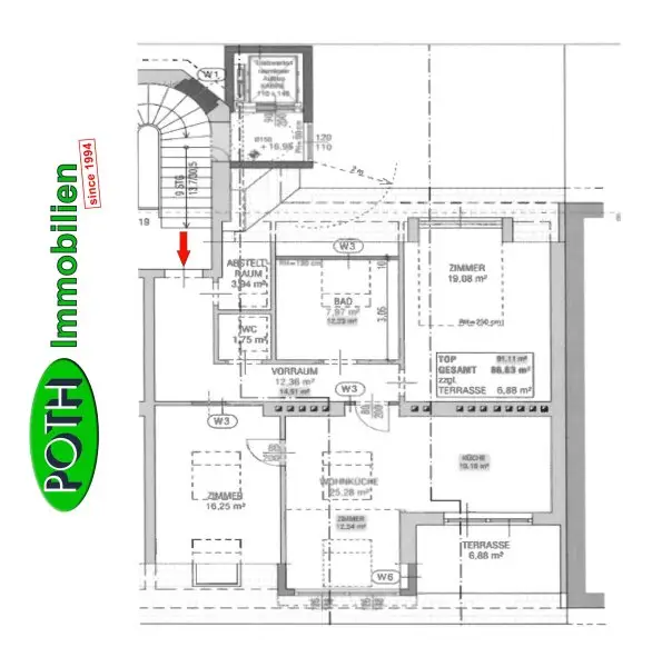 möblierte 3 Zimmer Dachgeschoßwohnung mit Terrasse Nähe Wiedner Hauptstraße