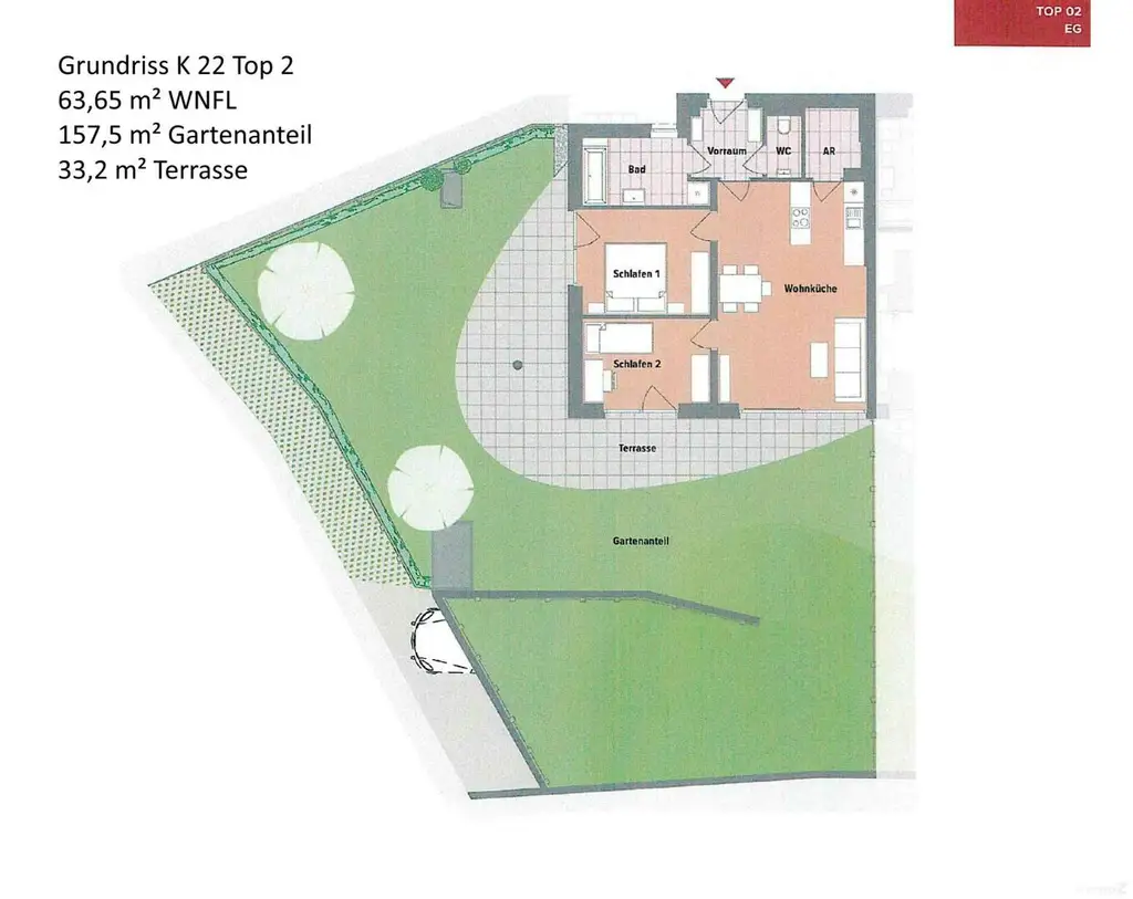 Grundriss Kalvarienbergstraße 22 Top 2