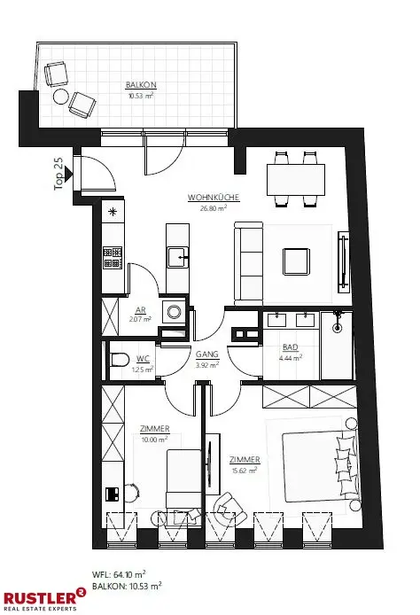3-Zimmer-DG- Wohntraum mit Balkon - Nähe Kutschkermarkt