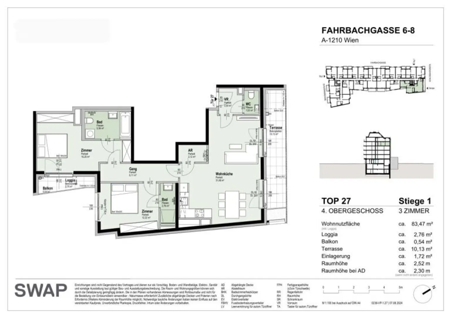 TOP NEUBAU 3-Zimmer-ERSTBEZUG mit Terrasse im 4. OG in 1210 Wien! Top 1/27