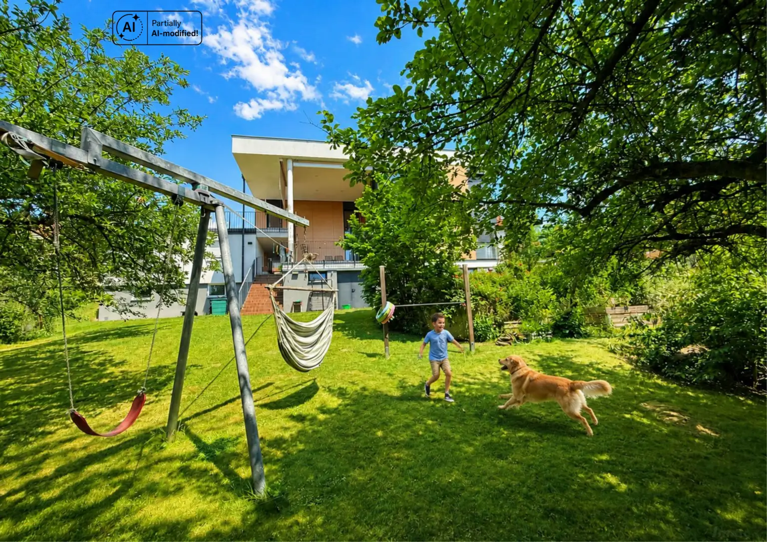 Gartenperspektive Hund_Kind