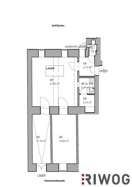 WERKSTATT/LAGER NÄHE 1. BEZIRK, DONAUKANAL UND AUGARTEN | Hof-/Gartennutzung | Wasser, Strom & WC | Rembrandtstraße