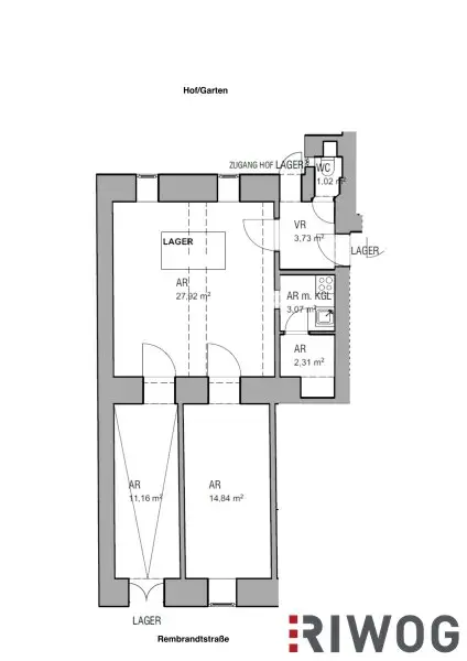 WERKSTATT/LAGER NÄHE 1. BEZIRK, DONAUKANAL UND AUGARTEN | Hof-/Gartennutzung | Wasser, Strom & WC | Rembrandtstraße