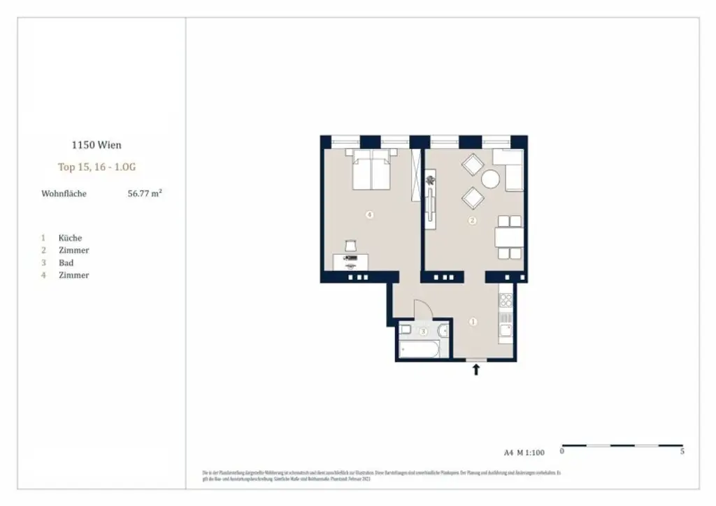 Helle 2-Zimmer Wohnung, Nähe Meiselmarkt