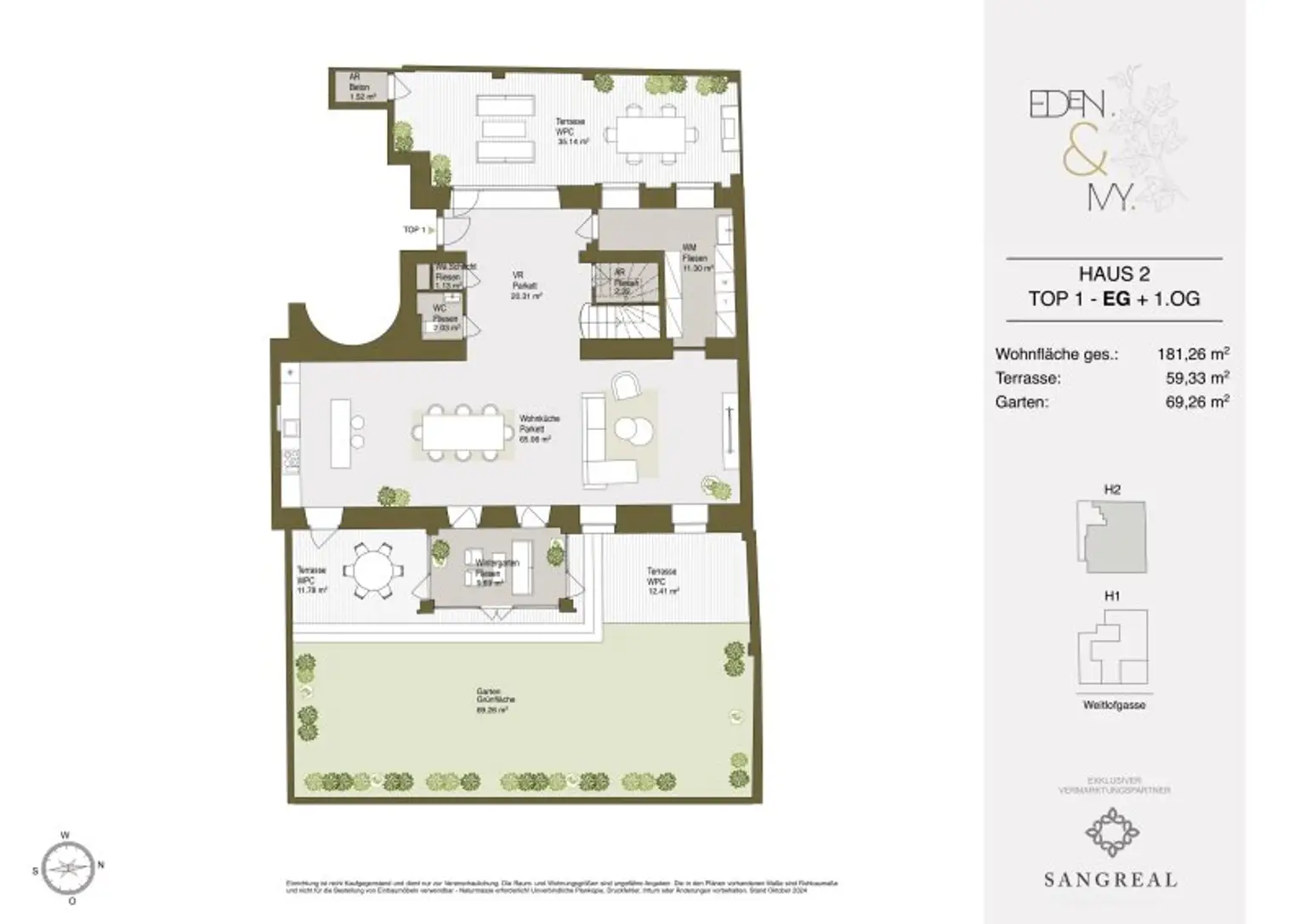 EDEN & IVY - GROSSZÜGIGE GARTENWOHNUNG ÜBER ZWEI ETAGEN