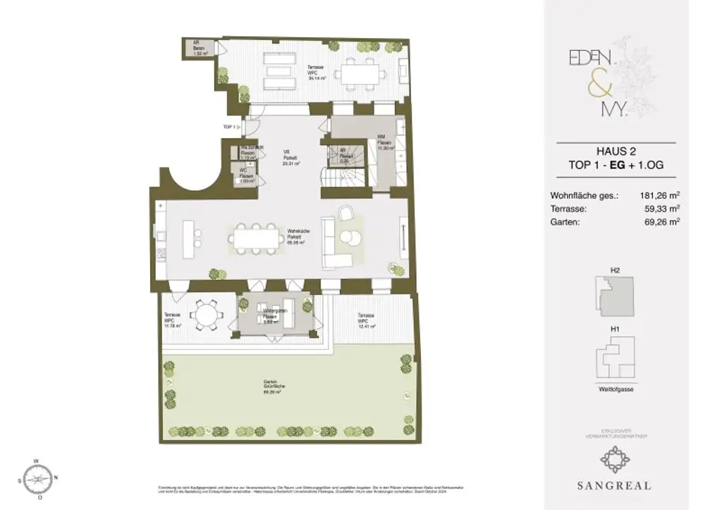 EDEN & IVY - GROSSZÜGIGE GARTENWOHNUNG ÜBER ZWEI ETAGEN