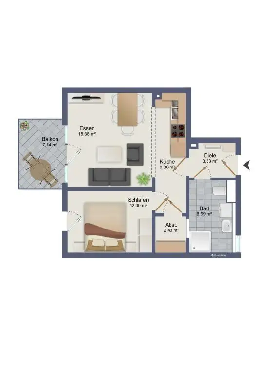 Moderne 2-Zimmer Gartenwohnung in Graz Wetzelsdorf